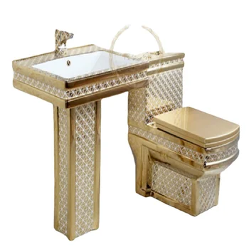 керамический позолоченный унитаз для ванной комнаты, цветной туалетный набор, золотой унитаз