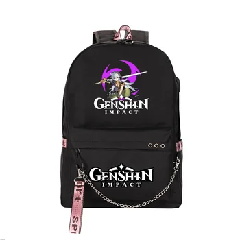 Модные классные школьные сумки Harajuku, Унисекс, Genshin Impact USB, дорожные сумки, Оксфордские водонепроницаемые Рюкзаки для ноутбука