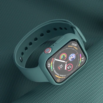 Силиконовый ремешок для Apple Watch 5 4 44 мм 40 мм Спортивный браслет, силиконовый чехол для Apple Watch 4, бамперный ремешок для часов