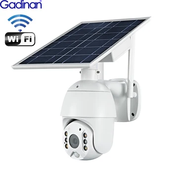 Камера на солнечной панели Gadinan, версия Wifi, PTZ 4X 1080P, Беспроводной монитор для наружной безопасности, Водонепроницаемое видеонаблюдение, Умный дом