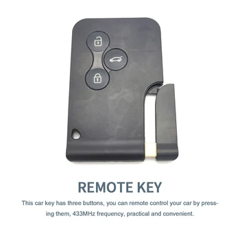 Удаленный автомобильный ключ 3 кнопки Умный автомобильный ключ Кнопка с батарейным питанием Чехол для ключа Встроенный чип Совместим для Renault Megane