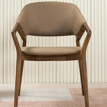 Дизайнерский кожаный обеденный стул, Деревянный Удобный представительский стул, Туалетный столик, Компьютерный стул в Скандинавском Стиле, Мебель для ресторана Sillas Cocina