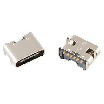 10 шт./лот, Тип C, 6-контактный разъем USB SMT, Разъем USB 3.1, Тип C, Гнездовое размещение, SMD DIP Для дизайна печатной платы, DIY, высокоточная зарядка