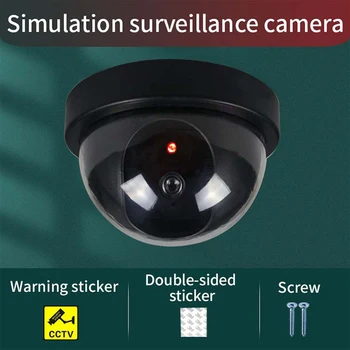 ONMYST Фиктивная камера с красным мигающим черным пластиковым куполом CCTV, поддельная камера видеонаблюдения, система безопасности для дома, офиса, магазина