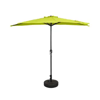 9-футовый полумаркетный зонт С бронзовым круглым отдельно стоящим основанием, лаймово-зеленый