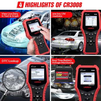 X431 CR3008 OBD2 Автомобильный Сканер OBD 2 OBDII Считыватель Кода Диагностический Инструмент Бесплатное Обновление