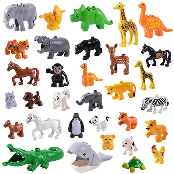 Животное в Зоопарке Большого Размера, Строительные блоки, Кирпичи, Запчасти, Аксессуары, Интересные Развивающие игрушки Монтессори для детей, подарок