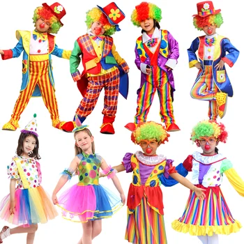 Детские костюмы для Косплея в Цирке с клоуном, Забавные игры на одевание, Праздничная Карнавальная одежда в Пурим