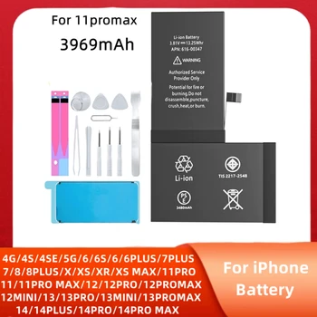 Литиевая батарея для мобильного телефона большой емкости, для iPhone 4S, 5S, 5, 6S, 6, 7, 8 Plus, X, SE, SE2, XR, XS, 11, 12, 1314, Mini Pro