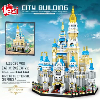 5297 шт. + волшебный замок, мини строительные блоки, 3D модель Disney Mirco, алмазные кирпичи, фигурки замка принцессы для детских игрушек LZ8028