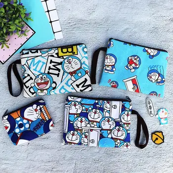 Новинка 2022 Kawaii Doraemon Мультфильм Милая холщовая сумка для мобильного Телефона Нулевой кошелек Сумка на запястье Сумка-тоут Ежемесячная сумка Игрушки для мальчиков