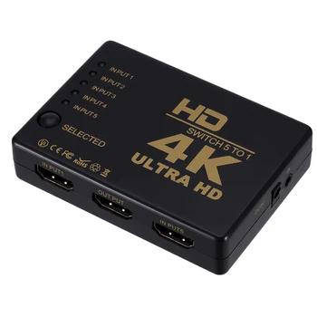 Переключатель HD 4K * 2K, Разветвитель, Концентратор, 1x5 Портов, 5 Входов, 1 Выход, HDMI-Совместимый переключатель С ИК-пультом дистанционного управления 3D для PS3 Xbox 360 HDTV