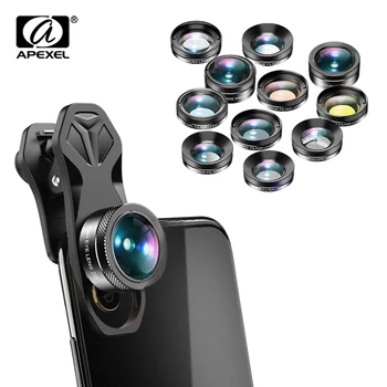 APEXEL Объектив для мобильного телефона комплект камеры 140 широкоугольный макро Полноцветный/градусный фильтр CPL ND Star Filter для iPhone Xiaomi все Смартфоны
