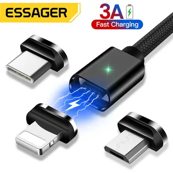 Essager Магнитный кабель USB C для iPhone 12 Samsung Redmi Кабель для быстрой зарядки микромобильного телефона Магнит Type C USB Кабель для передачи данных