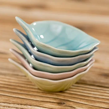Ледяная глазурь в стиле листьев посуда керамическое блюдо для суши Блюдо для приправ 5 цветов по желанию листовая маленькая тарелка оптом