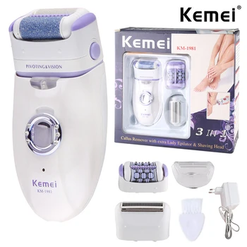 Электрический эпилятор Kemei 3в1 для женщин, бритва, удаление волос на ногах, теле, для лица, женский триммер для бикини, эпилятор для лица, перезаряжаемый