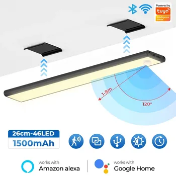 Wifi Tuya Smart Led Светильник, Освещение в шкафу, Инфракрасный датчик движения Pir, Перезаряжаемый светодиодный ночник, приложение, Голос Для Alexa Google