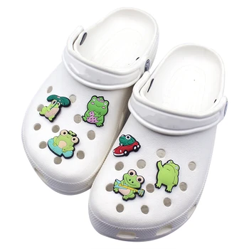 1шт Пользовательские Забавные Подвески для обуви из ПВХ Лягушки DIY Крутое Украшение для Обуви в виде Животных Для Croc Jibz Kids Favor Kawaii Cute X-mas Оптом