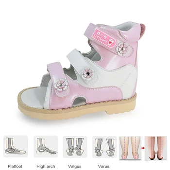 Ortoluckland/Детские сандалии для девочек; Летняя детская ортопедическая обувь для малышей; Новая стильная кожаная обувь на плоской подошве с цветочным рисунком;