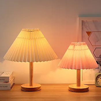 Плиссированная Прикроватная настольная лампа Typhoon Атмосфера Спальни Домашняя Теплая Комната с Регулируемой Яркостью