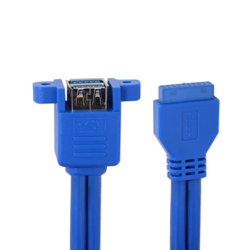 Jimier USB 3.0 Женский Тип панели с двумя портами для подключения к материнской плате 20-контактный разъем, Наращиваемый Удлинительный шнур, адаптер, конвертер, кабель 50 см