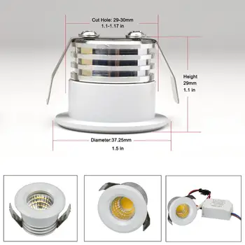 AC12V Мини светодиодные точечные светильники COB 3 Вт для потолочного шкафа, украшения для чердака, вырез 29-30 мм