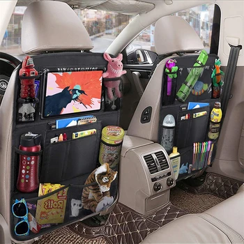 2шт Черный автомобильный Органайзер 9 Карманов для хранения Защитные накладки на спинку сиденья Автомобильный органайзер на заднее сиденье