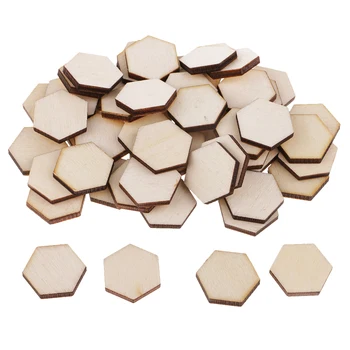 54 шт. 1.8x1.8 см, деревянные шестигранные поделки, форма выреза, незаконченная деревянная мозаичная плитка