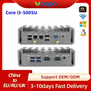 Заводской новый Core i3 5005U 2 * Поддержка локальной сети с тройными дисплеями 2 * HD-MI 1 * VGA с Win Linux Промышленный безвентиляторный Мини-боксовый ПК