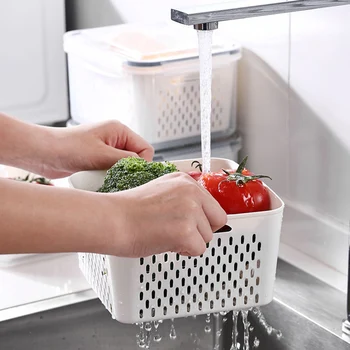 Кухонный холодильник, Коробка для хранения с крышкой, Прозрачная Корзина для овощей и фруктов, Органайзер для хранения, Контейнер для хранения свежих продуктов
