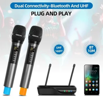 DX6 \ DX7 UHF Беспроводной Микрофон Depusheng Двухканальная система Два Портативных микрофона С Эхо Высокими басами Bluetooth Для семейного Выхода