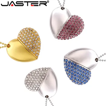 JASTER very beautiful crystal heart love usb 2.0 usb flash drive4GB 8GB 16GB 32GB флешка подарок