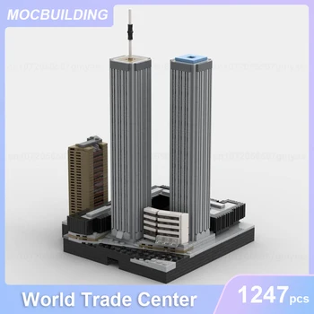 Всемирный торговый центр 1987-2001 Архитектурная модель MOC Строительные блоки Дисплей DIY Сборка Кирпичей Развивающие игрушки Подарки 1247ШТ