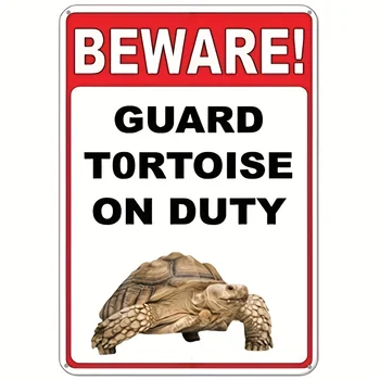 Металлический знак B, алюминиевый знак Осторожно! Охранная черепаха на дежурстве, цитата, знак для наружного и внутреннего настенного декора 12x8 дюймов