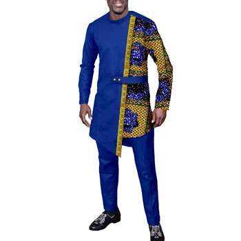 2023 Новая модная Африканская одежда для мужчин, Традиционная рубашка с длинным рукавом Дашики, Дизайн сращивания, Ретро, Свободный, Повседневный