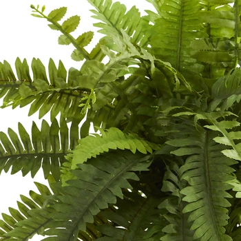 Пластиковое искусственное растение Бостонский папоротник 20 дюймов в декоративном кашпо, зеленый