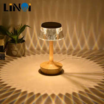 Креативная настольная лампа с кристаллами грибов и бриллиантов, заряжаемая через USB, Прикроватный декоративный ночник, USB сенсорные проекционные атмосферные лампы