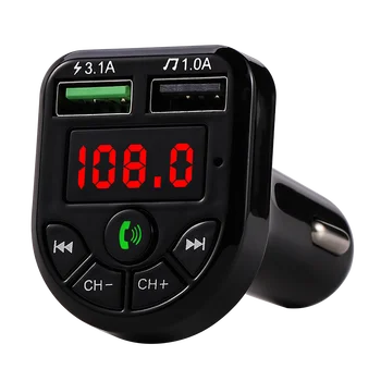 Светодиодный FM-передатчик Bluetooth 5.0 Автомобильный комплект, Двойное автомобильное зарядное устройство USB 3.1A 1A, USB MP3-плеер для iphone, автомобильный U-диск/TF