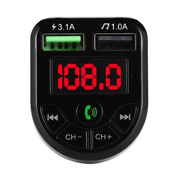 Светодиодный FM-передатчик Bluetooth 5.0 Автомобильный комплект, Двойное автомобильное зарядное устройство USB 3.1A 1A, USB MP3-плеер для iphone, автомобильный U-диск/TF