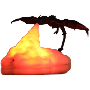 Огнеупорный Дракон, Маленькая Ночная лампа, Украшение в виде Летающего Дракона, 3D Печать, Вулканическая Перезаряжаемая Креативная настольная лампа, Прикроватная лампа