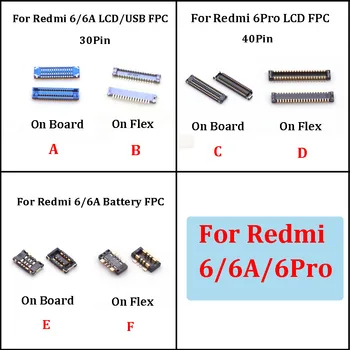 2шт 30 40pin ЖК-экран дисплея FPC Разъем Для Xiaomi Redmi 6 6A/6 Pro/6Pro Аккумулятор USB Зарядное Устройство Порт зарядки на плате