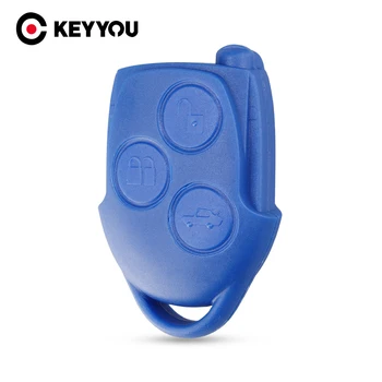 KEYYOU Shell Для Ford Transit Connect Комплект с 3 Кнопками Синего Цвета FO21 Замена Лезвия Авто Чехол Брелок Дистанционный Ключ для Ford
