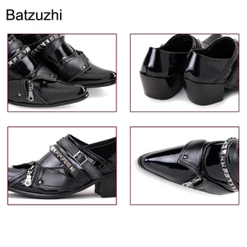 Batzuzhi/ Мужская обувь в японском стиле; Мужская модельная обувь из красной лакированной кожи на каблуке 6,5 см; Обувь для парикмахера/Вечеринки, жениха и свадьбы