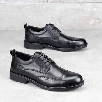 Мужская повседневная деловая обувь в британском стиле в стиле ретро, мужская дизайнерская обувь, мужские модельные туфли высокого качества из натуральной кожи, универсальная воловья кожа