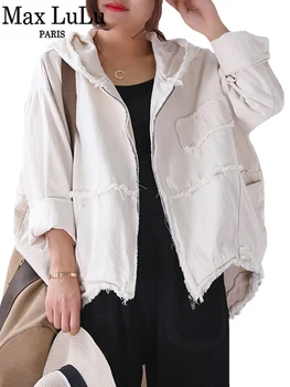 Верхняя одежда Max LuLu 2022, Модная Корейская Уличная одежда в стиле панк, Женская Одежда с капюшоном, Женские Винтажные осенние куртки, Джинсовые пальто Оверсайз