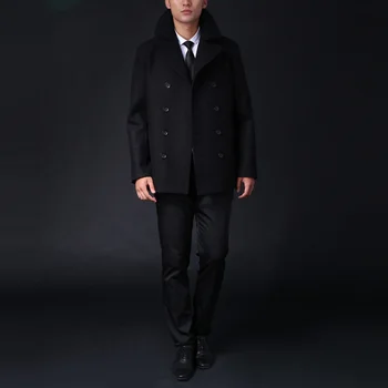 Размер По индивидуальному заказу мужской шерстяной тренч в западном стиле высокого качества серого цвета для мужских курток и мальчиков, модное пальто в горошек, подарок