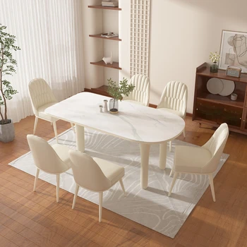 Обеденный стол French cream wind, небольшая квартира, современная гостиная, простая домашняя сеть, red hot rock plate, столовая
