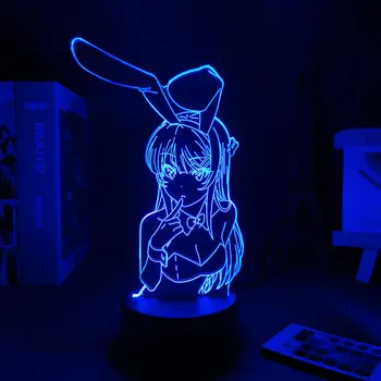 Светодиодный Ночник Аниме Фигурка Настольная Лампа Waifu Mai Sakurajima 3D Лампа Sakurajima Bunny Girl Лампа Для Детей Неоновая Лампа Для Подростковой Комнаты