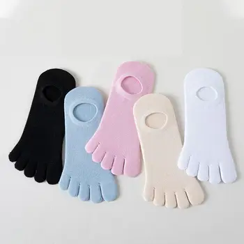 Носки с пятью пальцами, женские летние хлопковые тонкие короткие носки с разрезным носком, дышащие носки-лодочки