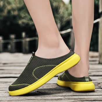 2023 Мужская повседневная летняя обувь, Сетчатые полуботинки, Дышащая прогулочная обувь для мужчин, Удобная повседневная обувь для путешествий на открытом воздухе
